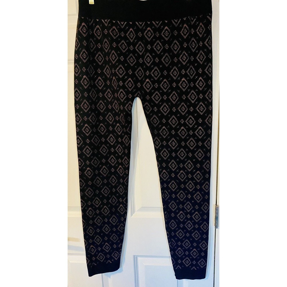 Bongo Leggings Women's 3X Geometric Print, Pink On Black, Excellent Condition